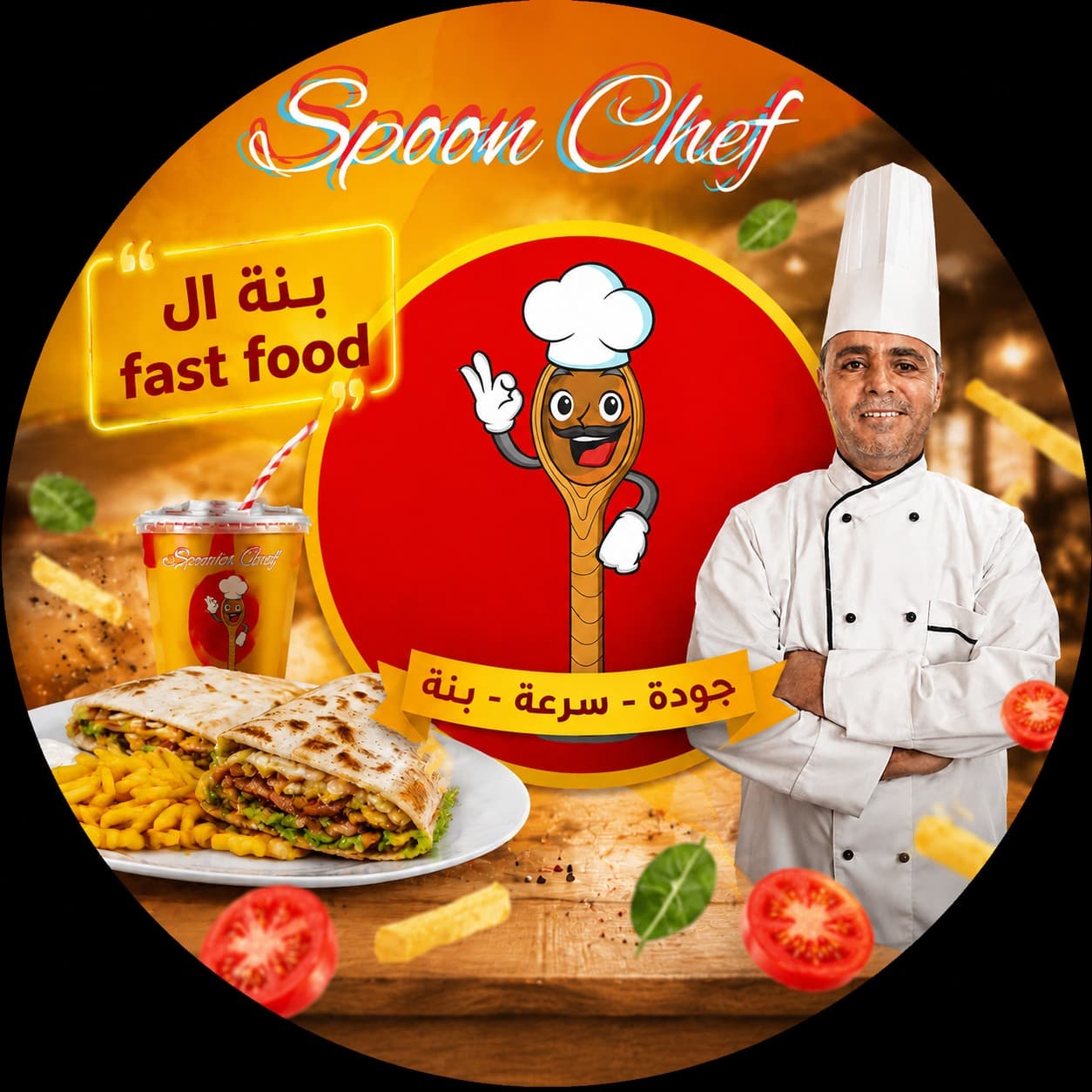 Spoon Chef Logo avec le Chef